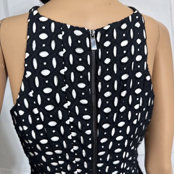 Vince Camuto Black Layered Eyelet Dress 6 Halter Fit Flare Preppy Whimsigoth Y2k - Picture 9 of 16